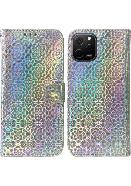 Huawei Nova Y61 Cüzdan Kılıf Kart Yuvası Glitter Renkli Premium (Yurt Dışından)