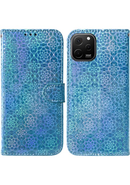 Huawei Nova Y61 Cüzdan Kılıf Kart Yuvası Glitter Renkli Premium (Yurt Dışından)