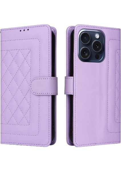 Iphone 15 Için Flip Case Pro Cüzdan Kapak Çevirin Deri Kılıf Basit Iş (Yurt Dışından)