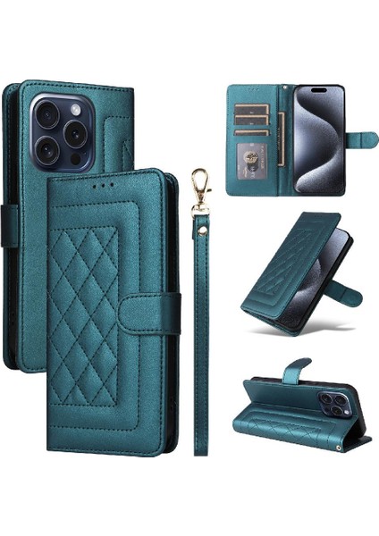 Iphone 15 Için Flip Case Pro Cüzdan Kapak Çevirin Deri Kılıf Basit Iş (Yurt Dışından)