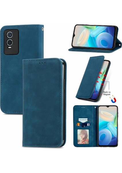 Vivo Y76S Için Kılıf Deri Kılıf Kordon Basit Iş Fermuar Cüzdan (Yurt Dışından)