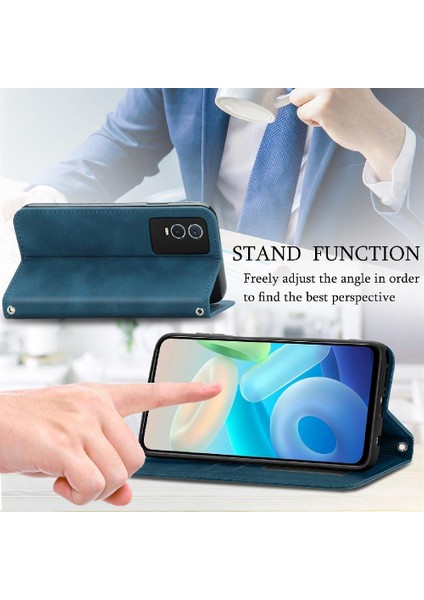 Vivo Y76S Için Kılıf Deri Kılıf Kordon Basit Iş Fermuar Cüzdan (Yurt Dışından) modelleri
