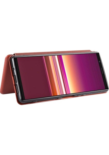 Sony Xperia 5 Ll Için Kılıf Manyetik Karbon Fiber Deri Folio Flip Case (Yurt Dışından) fırsatları