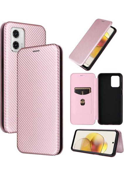 Motorola Moto G53 Manyetik Karbon Fiber Tam Koruma Kartı Için Kılıf (Yurt Dışından)