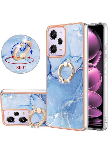 Xiaomi Poco X5 Pro 5g Için Kılıf 360 &deg; Dönebilir Halka Mermer Darbeye Tpu (Yurt Dışından)
