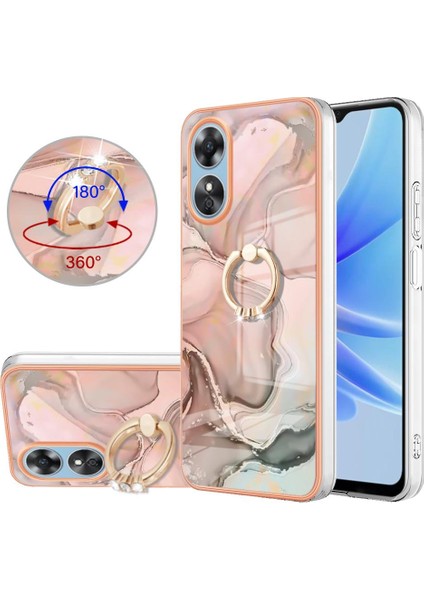 Oppo A17 4g Tampon Için Kılıf 360 &deg; Dönebilir Halka Mermer Darbeye Tpu (Yurt Dışından)