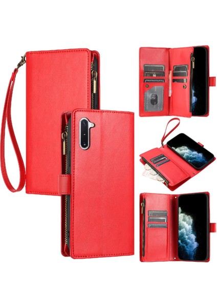 Samsung Galaxy Not 10 Için Kılıf Cüzdan Fermuar Kart Yuvaları Folio Kapak Çevirin (Yurt Dışından)