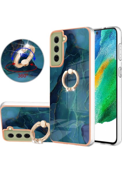 Samsung Galaxy S21 Fe 5g Için Kılıf 360 &deg; Dönebilir Halka Tampon Mermer Tpu (Yurt Dışından)