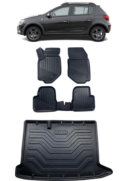 Dacia Sandero 2008-2020 Araca Özel 4d Havuzlu Paspas ve Bagaj Seti
