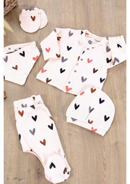 Kız Erkek Bebek Natural Pamuk Kumaş 5 Li Hastane Çıkışı Yenidoğan Set STL6608 modelleri