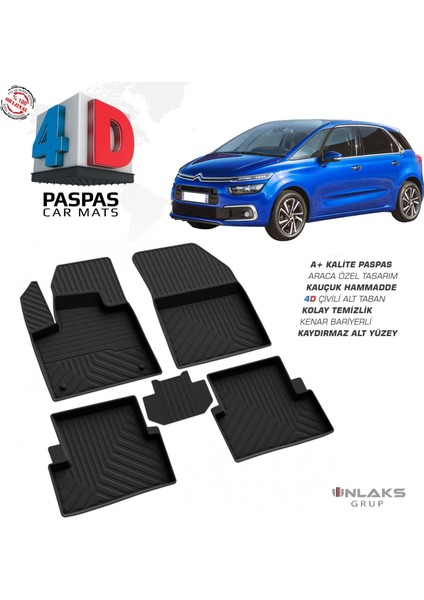 Citroen C4 Picasso 4d Havuzlu Paspas 2013-2016 Arası