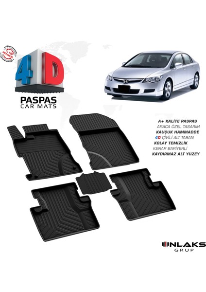 Honda Civic Fd6 4d Havuzlu Paspas 2007-2012 Arası