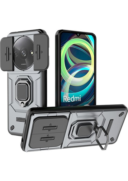Xiaomi Redmi A3 Kamera Koruması Halka Standı Zırh Cep Telefonu Kılıfı (Yurt Dışından)
