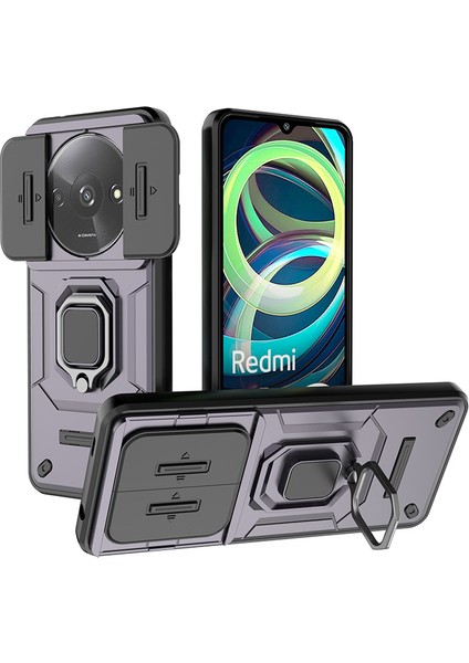Xiaomi Redmi A3 Kamera Koruması Halka Standı Zırh Cep Telefonu Kılıfı (Yurt Dışından)