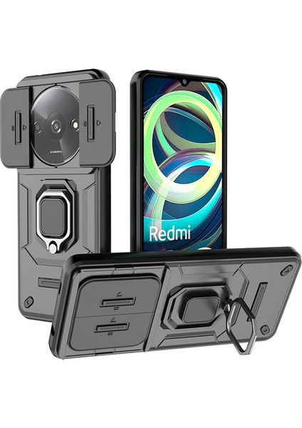 Xiaomi Redmi A3 Kamera Koruması Halka Standı Zırh Cep Telefonu Kılıfı (Yurt Dışından)