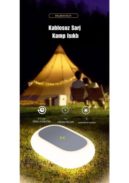 2in1 LED Işıklı Gece Lambalı 15W Kablosuz Şarj Aleti, 1200MAH Bataryalı Taşınabilir Lamba fiyatları