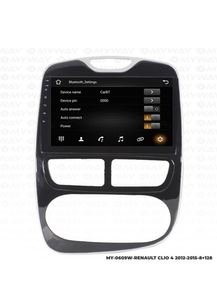Araç Multimedya Renault Clio 4 Android 12 Carplay 4gb Ram + 64GB HDD 2012-2015 Navigasyon Ekran Myw