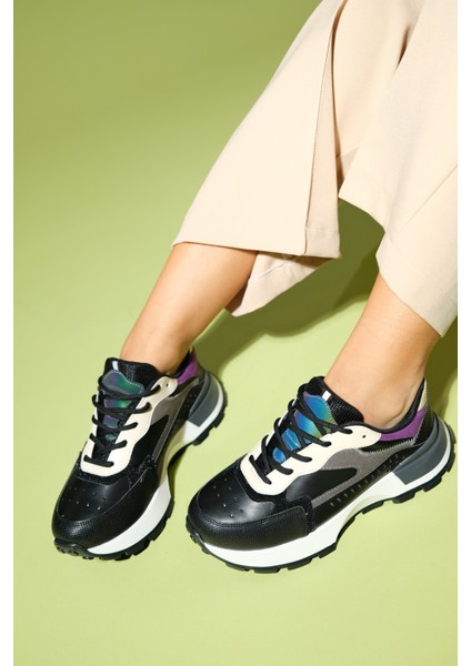 Blaj Siyah Mor Kadın Spor Ayakkabı