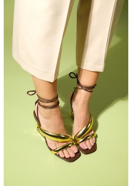 Creed Kahve Altın Bilekten Bağlamalı Kadın Topuklu Ayakkabı fırsatları