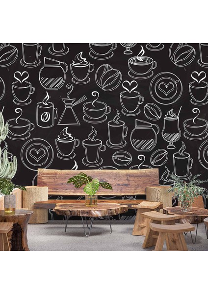 Kahve Temalı Cafe Duvar Kağıdı Baskı