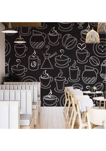 Kahve Temalı Cafe Duvar Kağıdı Baskı