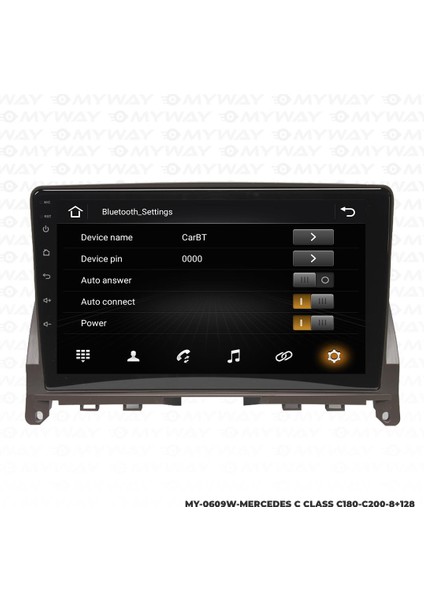 Araç Multimedya Mercedes C180 Android 12 Carplay 4gb Ram + 64GB HDD Navigasyon Ekran Myw modelleri