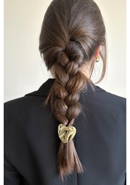 Fool's Geometry Heart Metal Lastikli Saç Tokası