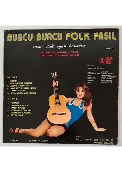 Burcu Burcu Folk Fasıl Seçme Sözlü Oyun Havaları Lp Plak (Orjnal 1985 Dönem Baskı Plak)