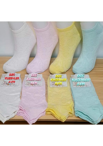 4 Çift Sevimli Desenli Kadın Patik Dikişli Retro Düşük Kesim Ayak Bileği Sox Örgü Ince Kristal Ipek Çorap 36-41