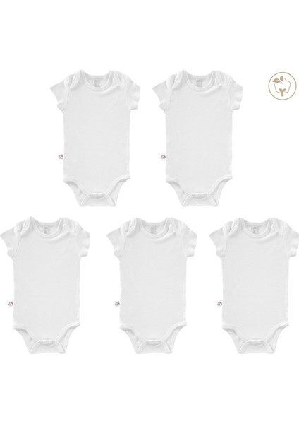 Tiny Lamb Beyaz Renk Bodysuit Kısa Kollu 5'li Set  %100 Pamuk  Beyaz Renk Bebek Atleti Seti