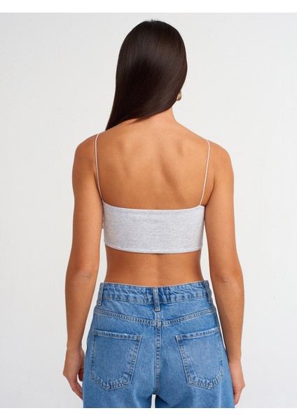 20858 Askılı Crop Top-Gri Melanj
