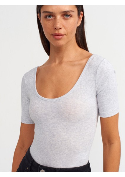 20845 Kısa Kollu Bodysuit-Gri Melanj fırsatları