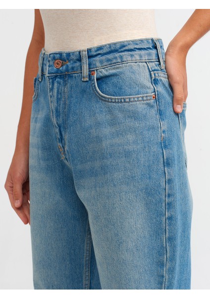 71466 Kendinden Tintli Straight Denim Pantolon-Mavi fırsatları