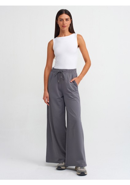 71049 Pamuklu Bol Paça Pantalon-Füme