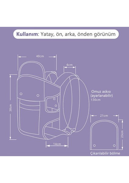 Mdsj Çok Fonksiyonlu Ön ve Arka Çift Kullanımlı Bebek Tutma Dördü Bir Arada Kayış (Yurt Dışından)