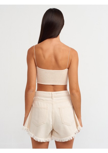 20858 Askılı Crop Top-Bej Melanj