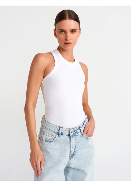 20842 Fitilli Halter Yaka Atlet-Beyaz