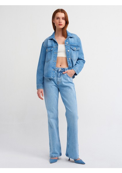 71463 Düşük Bel Flare Denim Pantolon-Mavi