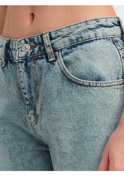 71458 Yıkama Efektli Denim Pantolon-Yeşil