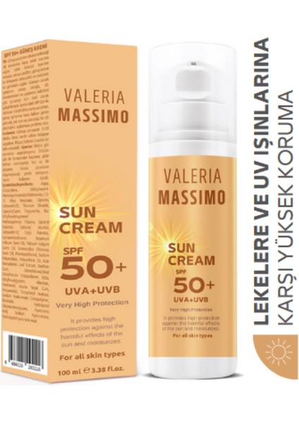 Spf 50+ Yüz ve Vücut Güneş Kremi Tüm Ciltler Için 100 ML UVA-UVB