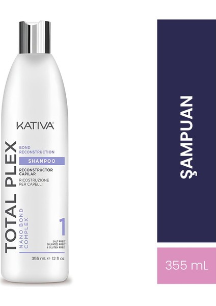 Total Plex Shampoo 355 ml - Elektriklenme Karşıtı, Yumuşaklık ve Parlaklık Sağlayan Yeniden Yapılandırma Şampuanı