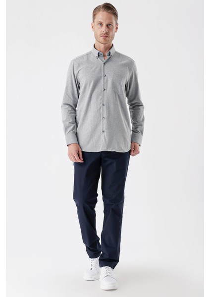 Gri Uzun Kollu Gabardin Sert Yaka Cepli Casual Comfort Fit Rahat Kesim Gömlek 1004235108 fırsatları