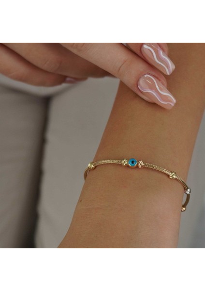 Nazar Boncuklu Dorika Popcorn Bileklik