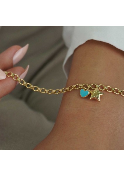 Yıldız Kalp Charm Bileklik