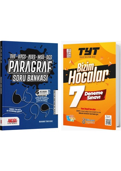 TYT Bizim Hocalar 7 Deneme ve Akm Paragraf Soru Banaksı Seti 2 Kitap