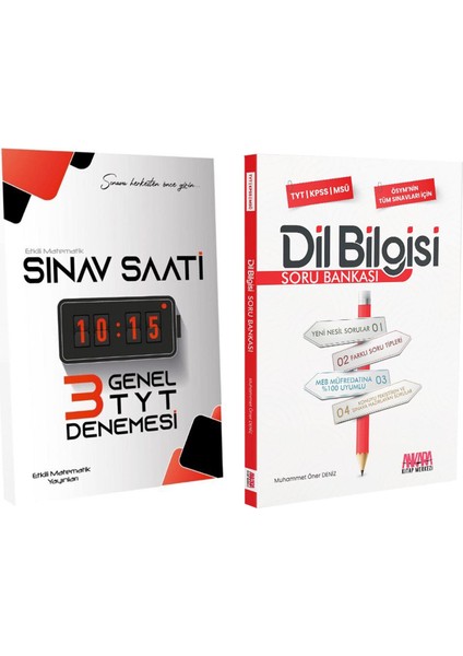 Etkili Matematik TYT Sınav Saati Genel Deneme ve Akm Dil Bilgisi Soru Bankası Seti 2 Kitap