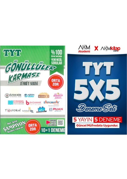 TYT Gönüller Karması 10 Lu Zümrüt ve Akm 5 Li Deneme Seti 2 Kitap