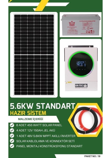 Bağevi Güneş Enerjisi 5.6kw Standart Solar Paket No: 19