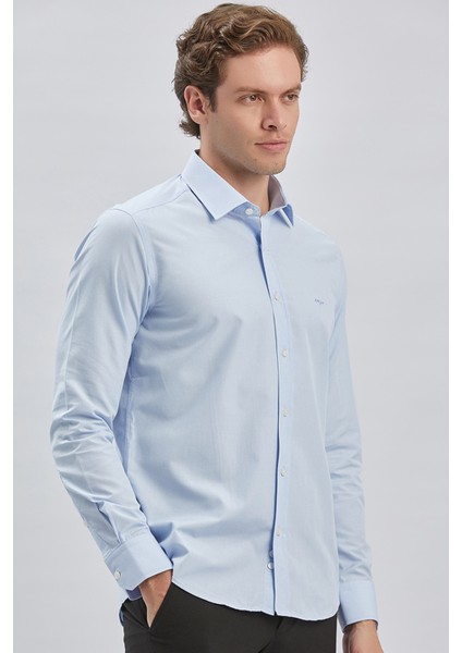 Koyu Mavi Uzun Kollu Bez Ayağı Sert Yaka Cepsiz Pamuklu Klasik Slim Fit Dar Kesim Gömlek 1004240230 modelleri