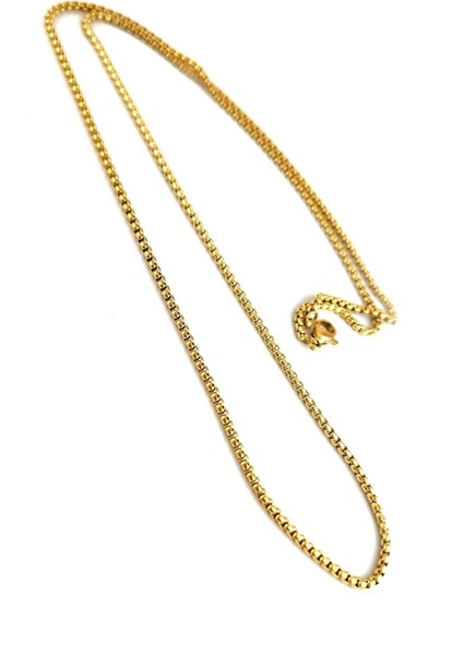 316 L Anti Alerjik Cerrahi Çelik Altın Kaplama Erkek Zincir Kolye